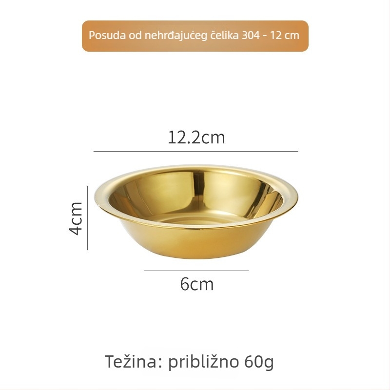 Zlatna posuda od nehrđajućeg čelika za ramen, salate, korejsku kuhinju, grickalice, rižu i umake