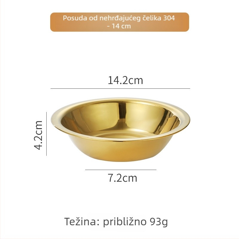 Zlatna posuda od nehrđajućeg čelika za ramen, salate, korejsku kuhinju, grickalice, rižu i umake