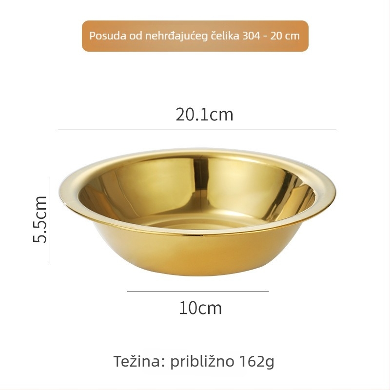 Zlatna posuda od nehrđajućeg čelika za ramen, salate, korejsku kuhinju, grickalice, rižu i umake