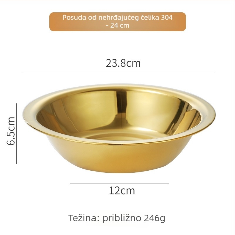 Zlatna posuda od nehrđajućeg čelika za ramen, salate, korejsku kuhinju, grickalice, rižu i umake
