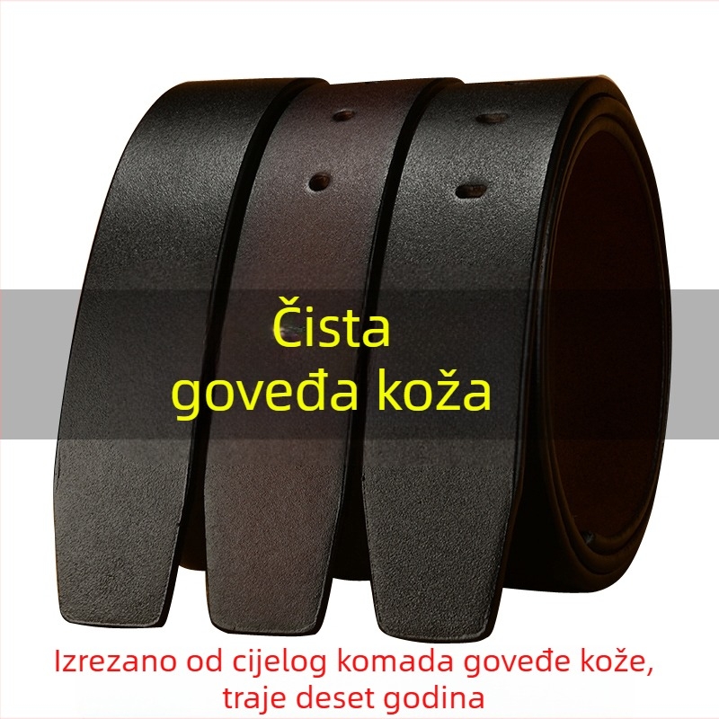 Muški kožni kaiš od dvostruke teleće kože, automatska kopča s šiljkom, tanak remen