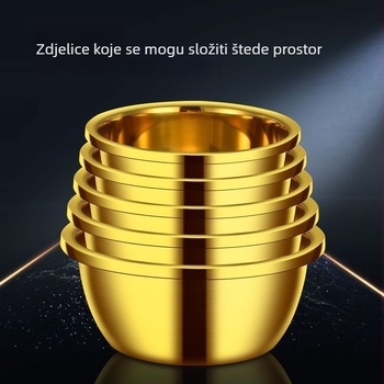Zlatne boje nehrđajući čelik, za kućnu upotrebu, kvaliteta hrane, višenamjenski, debelo zaobljen rub, posuda za pranje (18–32 cm)