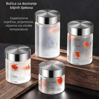 Staklena boca za doziranje za Bird's Nest i kinesku medicinu, pogodna za kuhanje na pari i dinstanje, mjerna čašica i zatvoren spremnik za čuvanje