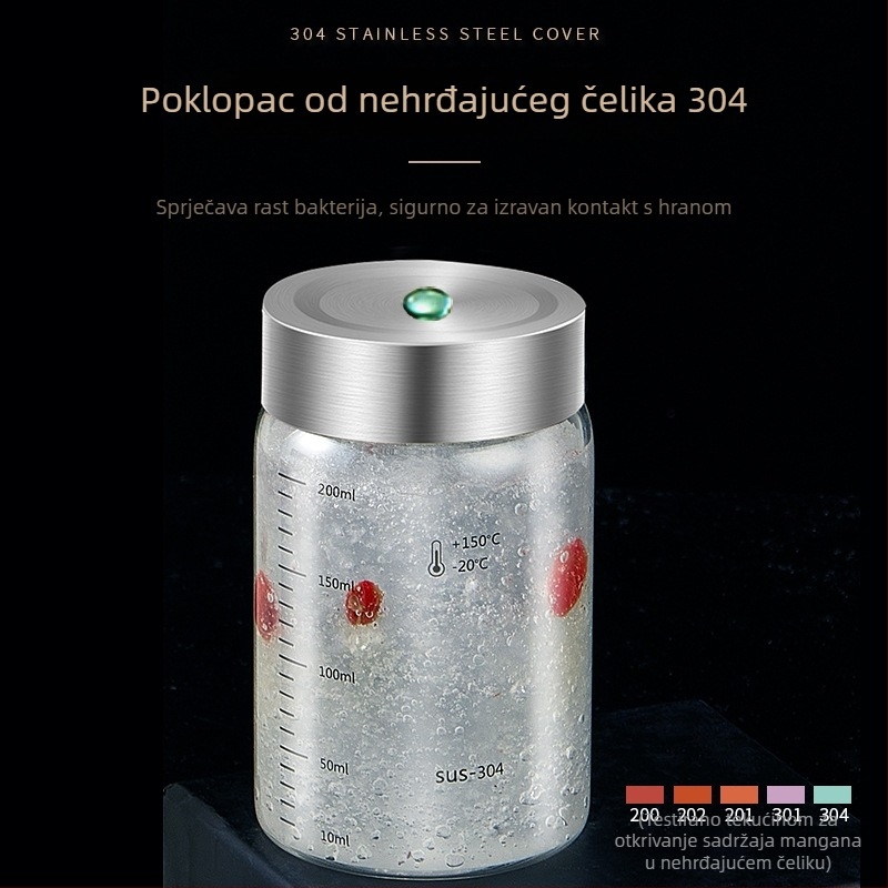 Staklena boca za doziranje za Bird's Nest i kinesku medicinu, pogodna za kuhanje na pari i dinstanje, mjerna čašica i zatvoren spremnik za čuvanje