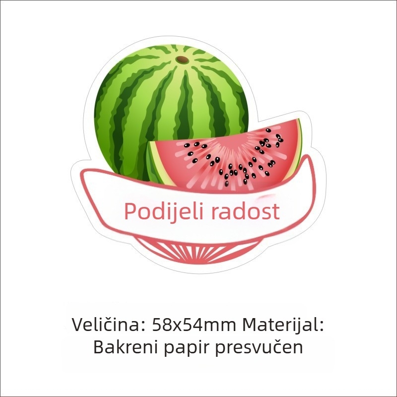 Samoljepljive naljepnice s sokom od svježeg dinje, dizajn leden od dinje, na premazanom papiru, različite veličine