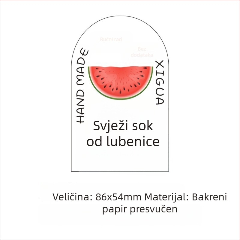 Samoljepljive naljepnice s sokom od svježeg dinje, dizajn leden od dinje, na premazanom papiru, različite veličine