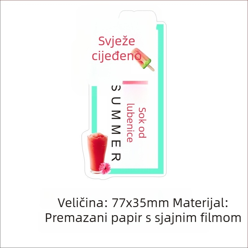 Samoljepljive naljepnice s sokom od svježeg dinje, dizajn leden od dinje, na premazanom papiru, različite veličine
