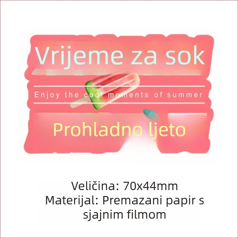 Samoljepljive naljepnice s sokom od svježeg dinje, dizajn leden od dinje, na premazanom papiru, različite veličine