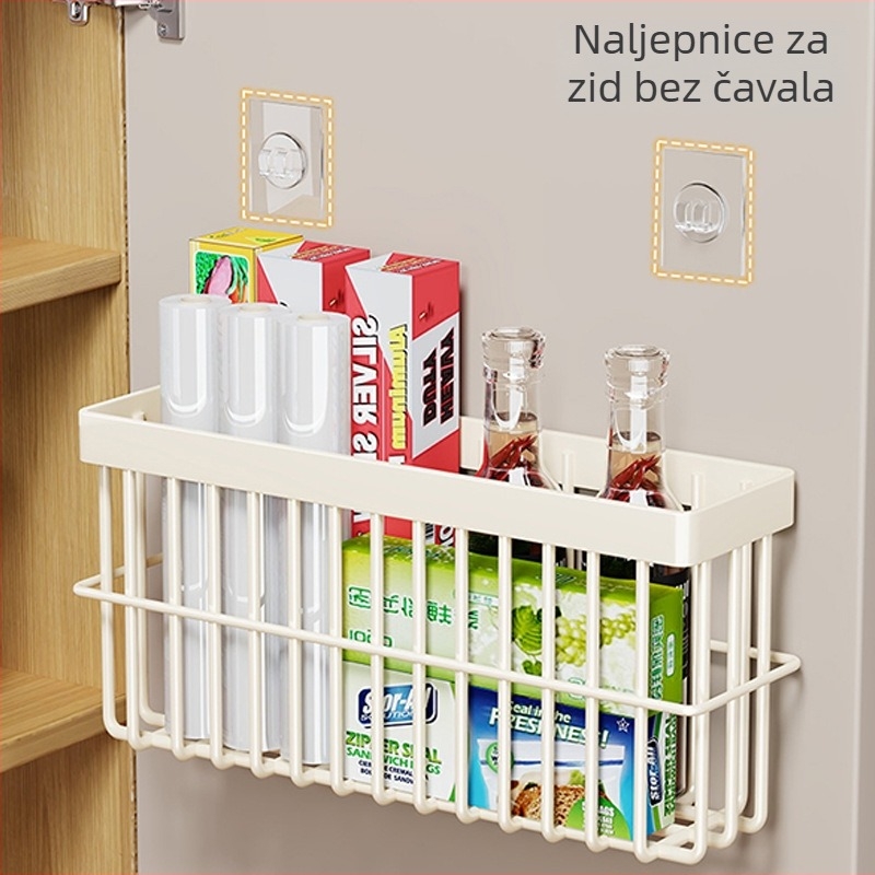 Zidni organizator za foliju u kuhinji, ormarićna vrata, bez bušenja, metalni dizajn japanskog stila