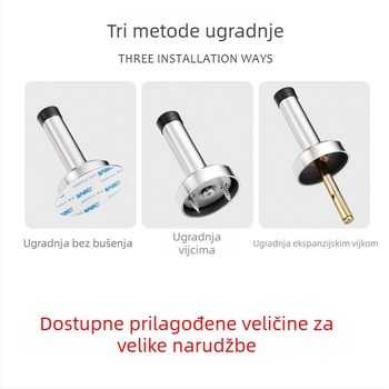 Produžetak za vrata bez bušenja – gornji dio staklenih vrata kupaonice, zaštita od sudara, nehrđajući čelik, brušeni završetak, model 910, montaža bez bušenja