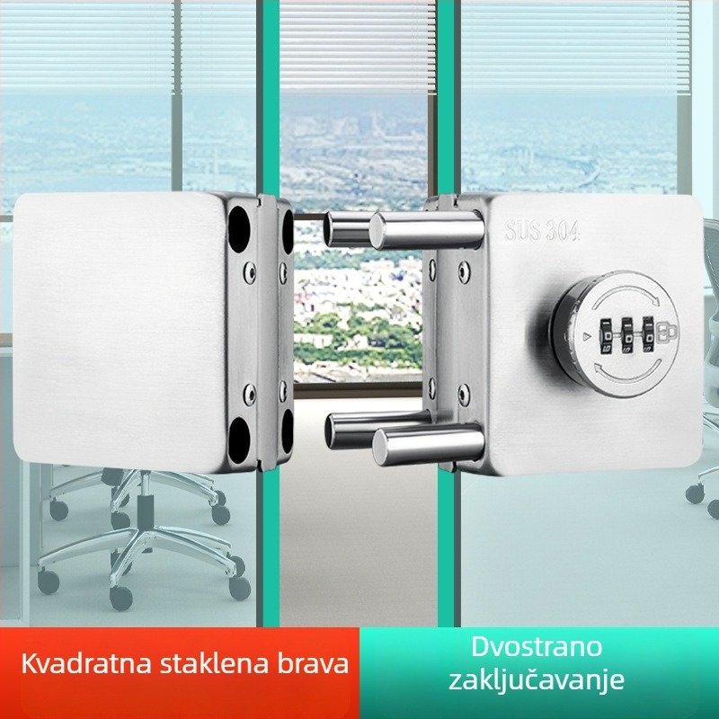 Brava s kodom za bezokvirne staklene vrata, bez bušenja, za jednokrilna i dvokrilna klizna vrata