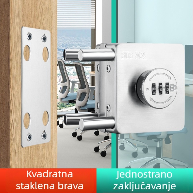 Brava s kodom za bezokvirne staklene vrata, bez bušenja, za jednokrilna i dvokrilna klizna vrata