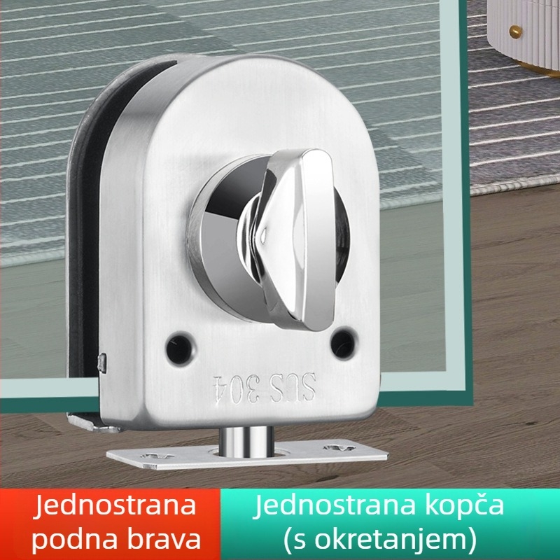 Brava s kodom za bezokvirne staklene vrata, bez bušenja, za jednokrilna i dvokrilna klizna vrata