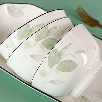 Porcelanska zdjela za jelo promjera 5 inča, cvjetni uzorak, jednostavan stil, sigurna za mikrovalnu pećnicu