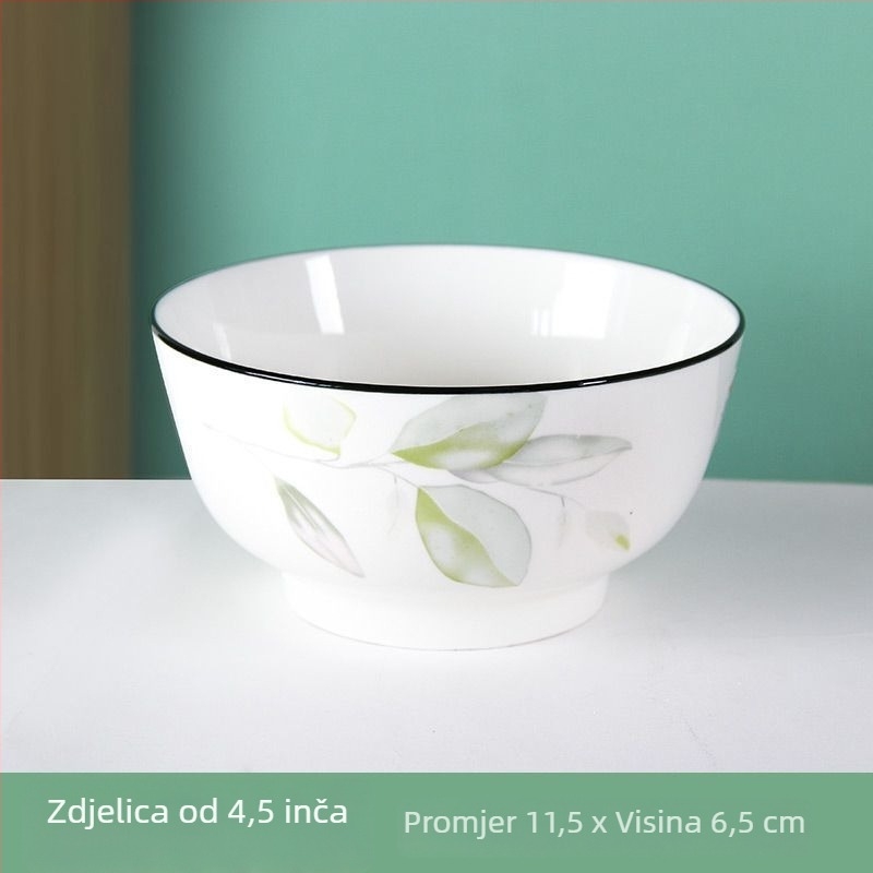 Porcelanska zdjela za jelo promjera 5 inča, cvjetni uzorak, jednostavan stil, sigurna za mikrovalnu pećnicu