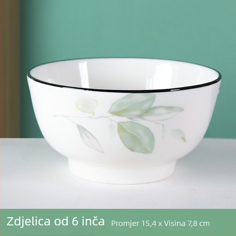 Porcelanska zdjela za jelo promjera 5 inča, cvjetni uzorak, jednostavan stil, sigurna za mikrovalnu pećnicu