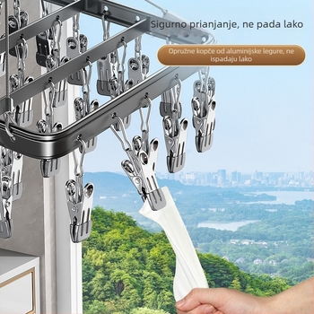 Aluminijsko sušilo za čarape od aluminijske legure s višestrukim klipsama, kućno sušenje odjeće, balkon, višenamjensko vješanje