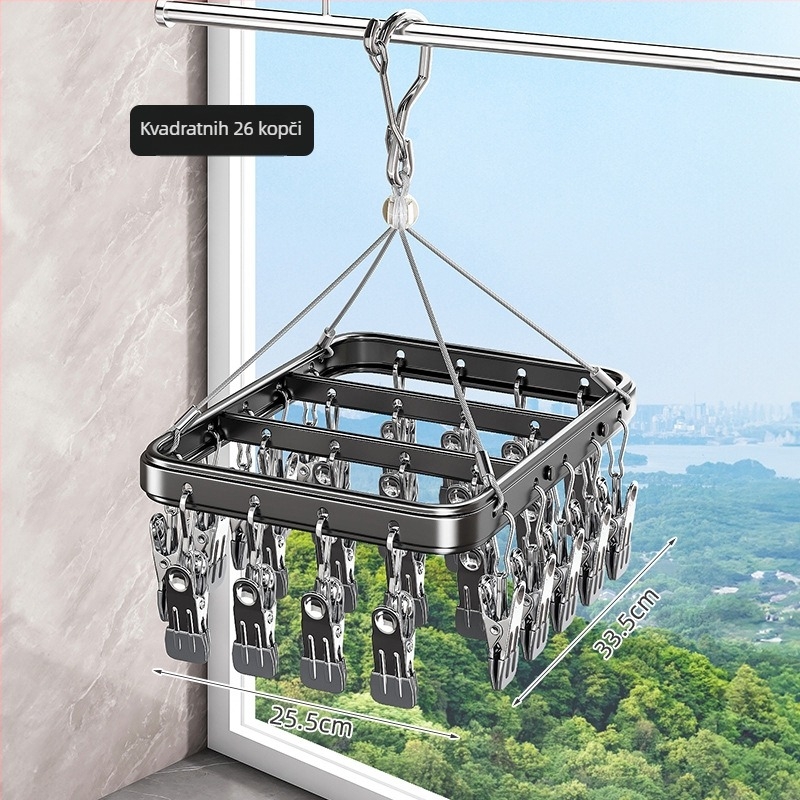 Aluminijsko sušilo za čarape od aluminijske legure s višestrukim klipsama, kućno sušenje odjeće, balkon, višenamjensko vješanje