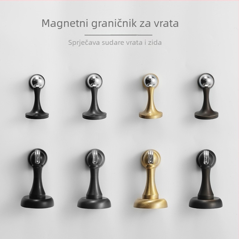 Bakreni magnetski zaustavljač vrata za unutarnja vrata, zidna montaža, zaštita od udara, prirodna bakrena boja (brončana, siva, crna)