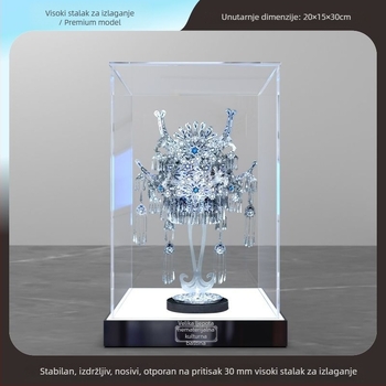 Prozirna akrilna kutija za izlaganje s pokrovom protiv prašine za 3D metalni model za slaganje, prozirna kutija za prikaz