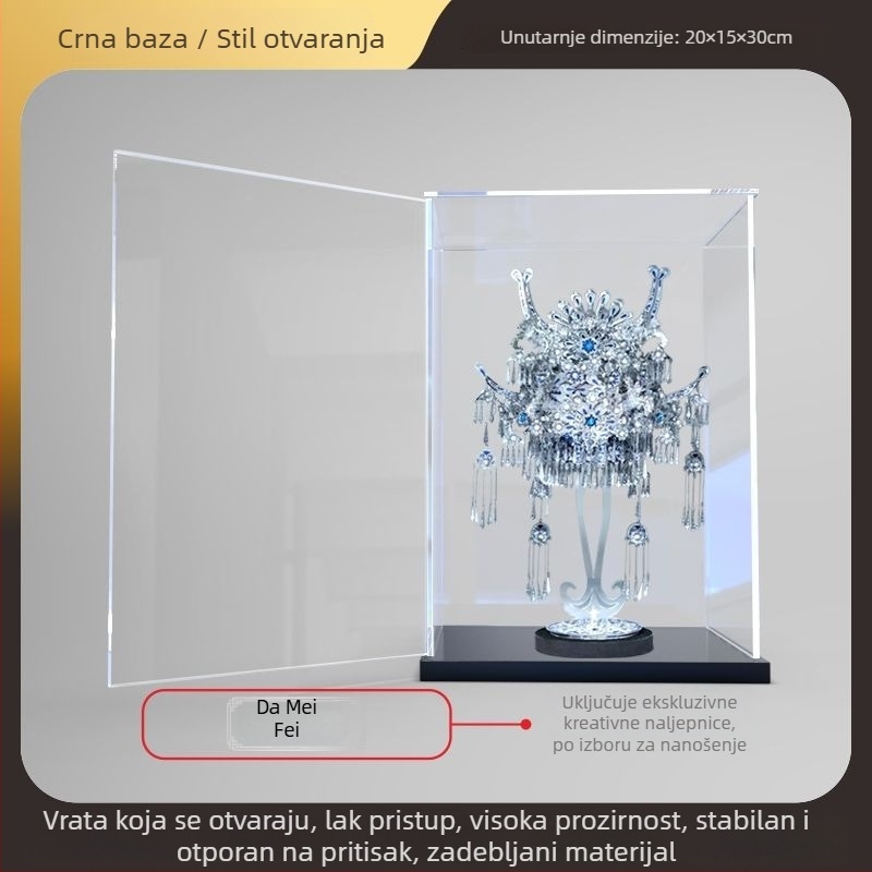 Prozirna akrilna kutija za izlaganje s pokrovom protiv prašine za 3D metalni model za slaganje, prozirna kutija za prikaz