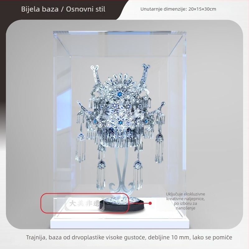 Prozirna akrilna kutija za izlaganje s pokrovom protiv prašine za 3D metalni model za slaganje, prozirna kutija za prikaz