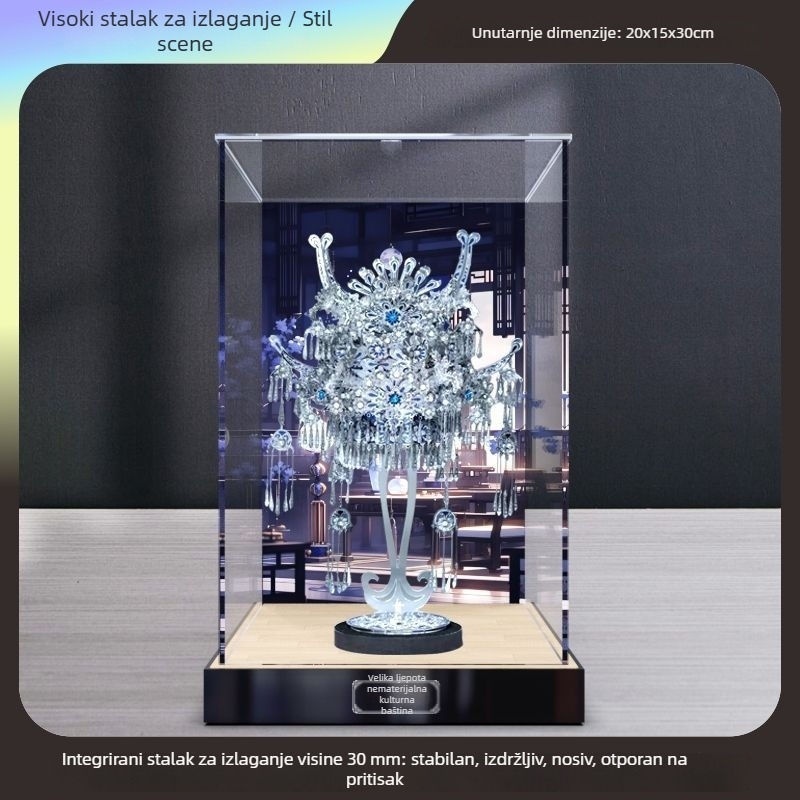 Prozirna akrilna kutija za izlaganje s pokrovom protiv prašine za 3D metalni model za slaganje, prozirna kutija za prikaz