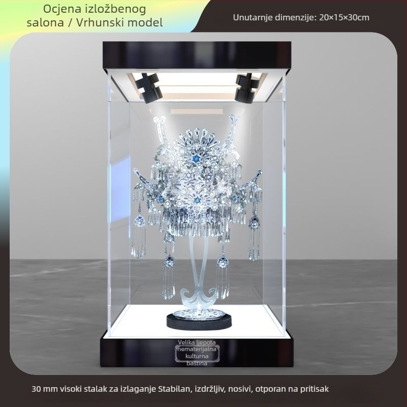 Prozirna akrilna kutija za izlaganje s pokrovom protiv prašine za 3D metalni model za slaganje, prozirna kutija za prikaz