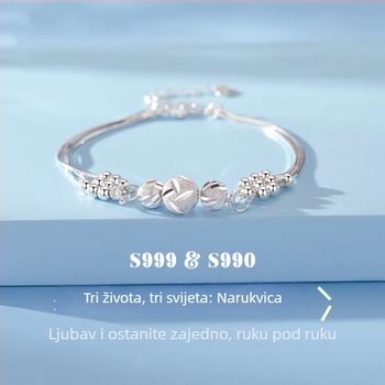Narukvica od srebra 999 s perlicama inspiriranima Tri života, Tri svijeta
