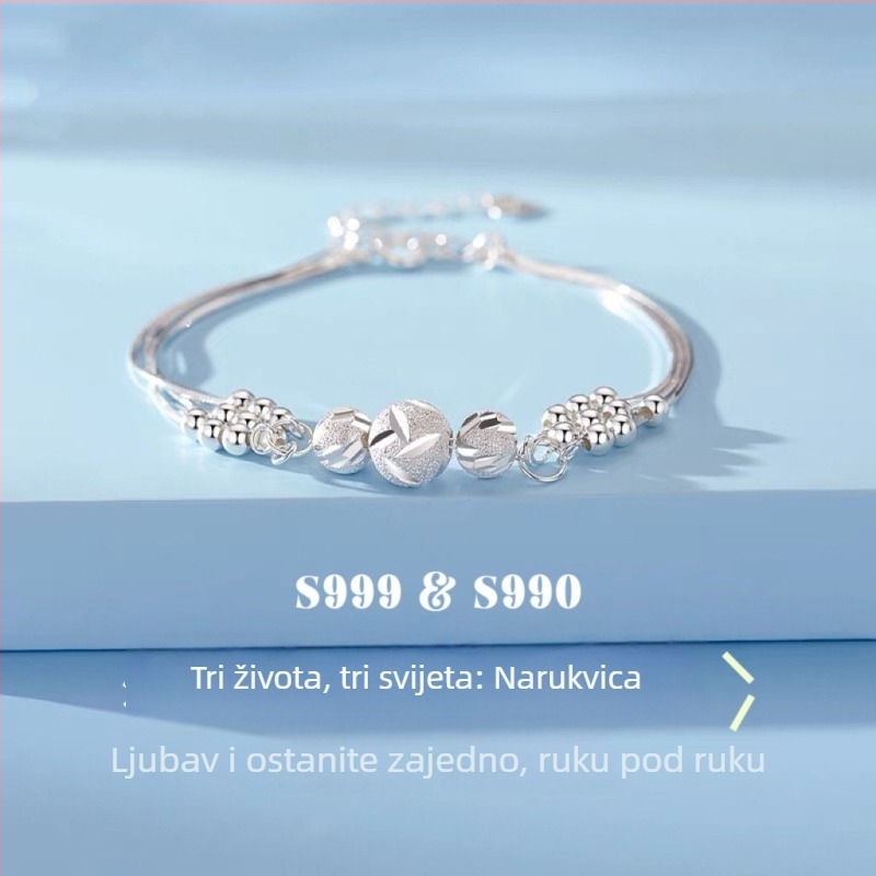Narukvica od srebra 999 s perlicama inspiriranima Tri života, Tri svijeta