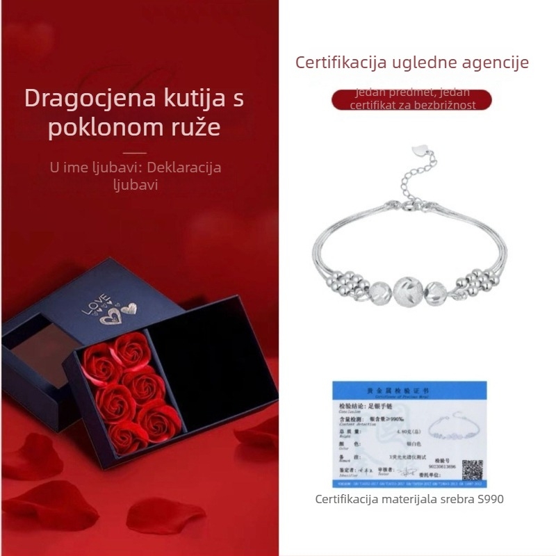Narukvica od srebra 999 s perlicama inspiriranima Tri života, Tri svijeta