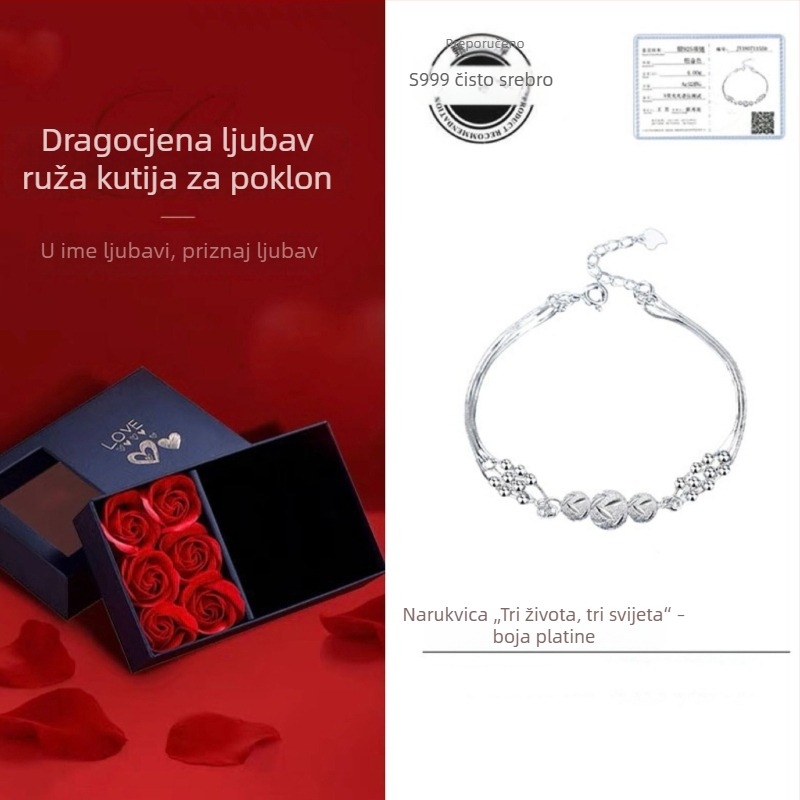 Narukvica od srebra 999 s perlicama inspiriranima Tri života, Tri svijeta