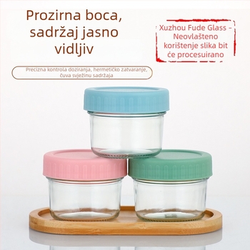 Staklena posuda za hranu sa zatvorenim poklopcem, 100 ml, za dječju hranu, džem i med