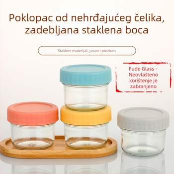 Staklena posuda za hranu sa zatvorenim poklopcem, 100 ml, za dječju hranu, džem i med
