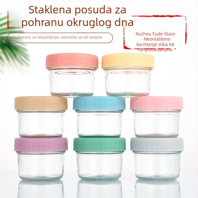 Staklena posuda za hranu sa zatvorenim poklopcem, 100 ml, za dječju hranu, džem i med