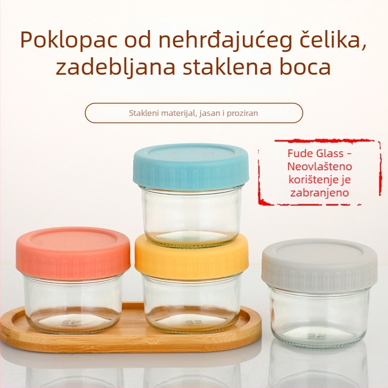 Staklena posuda za hranu sa zatvorenim poklopcem, 100 ml, za dječju hranu, džem i med