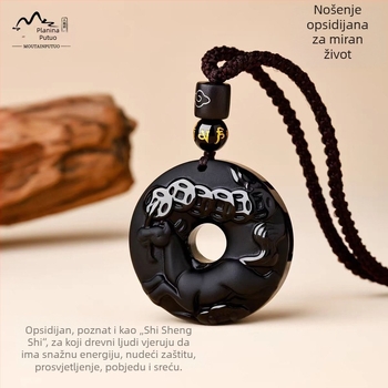 Putuo Mountain prirodni obsidijan privjesak sa znakom zodijaka, amulet