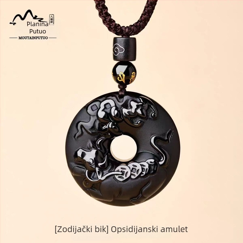 Putuo Mountain prirodni obsidijan privjesak sa znakom zodijaka, amulet