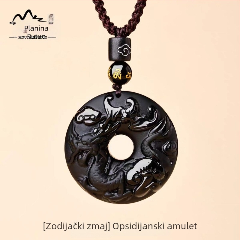Putuo Mountain prirodni obsidijan privjesak sa znakom zodijaka, amulet
