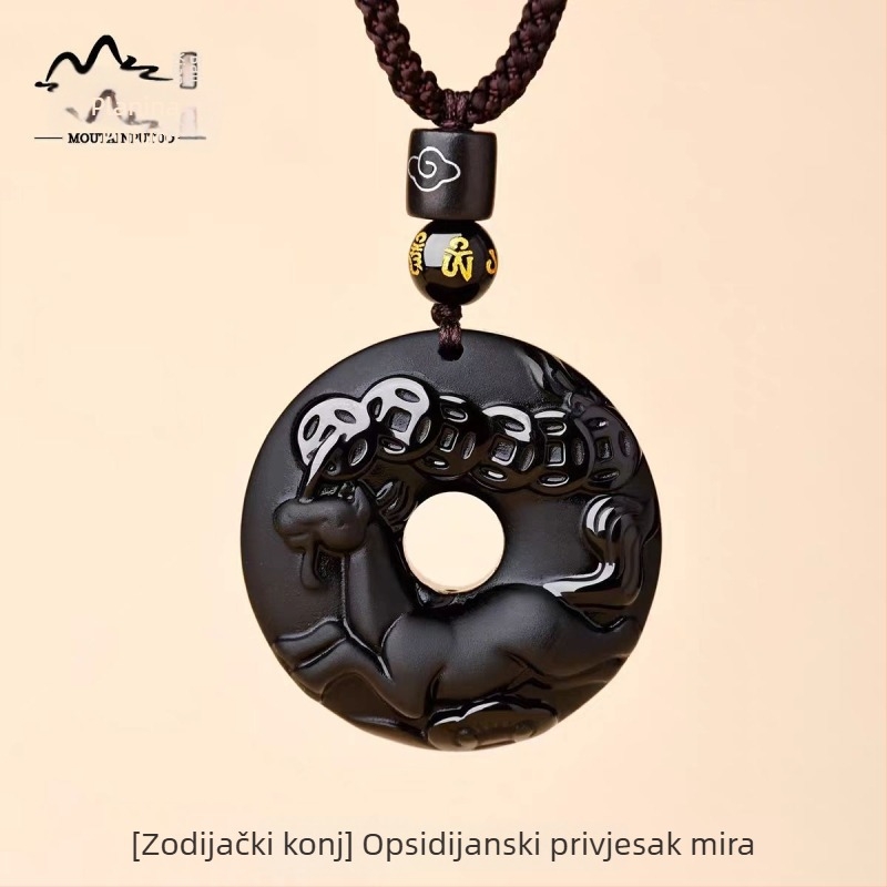 Putuo Mountain prirodni obsidijan privjesak sa znakom zodijaka, amulet