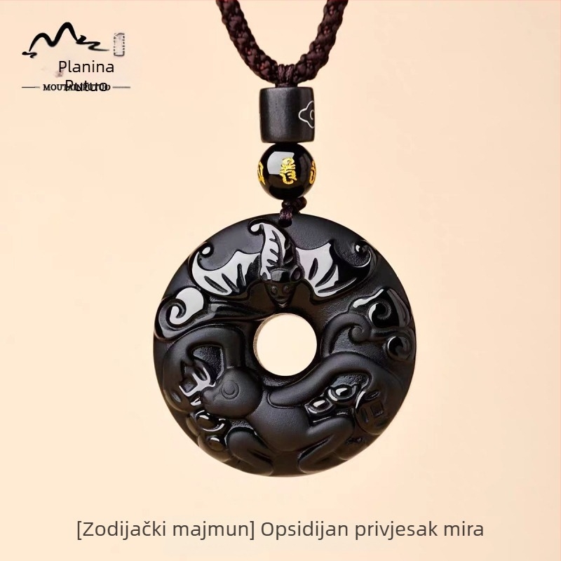 Putuo Mountain prirodni obsidijan privjesak sa znakom zodijaka, amulet