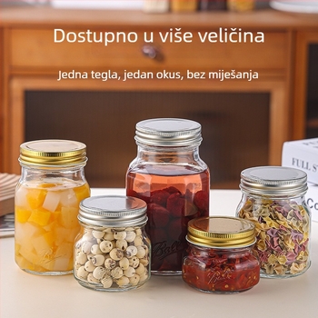 Staklena zatvorena posuda za skladištenje, osmerokutni Mason lonac za džem, konzerviranje voća i kiselina, 301–500 ml