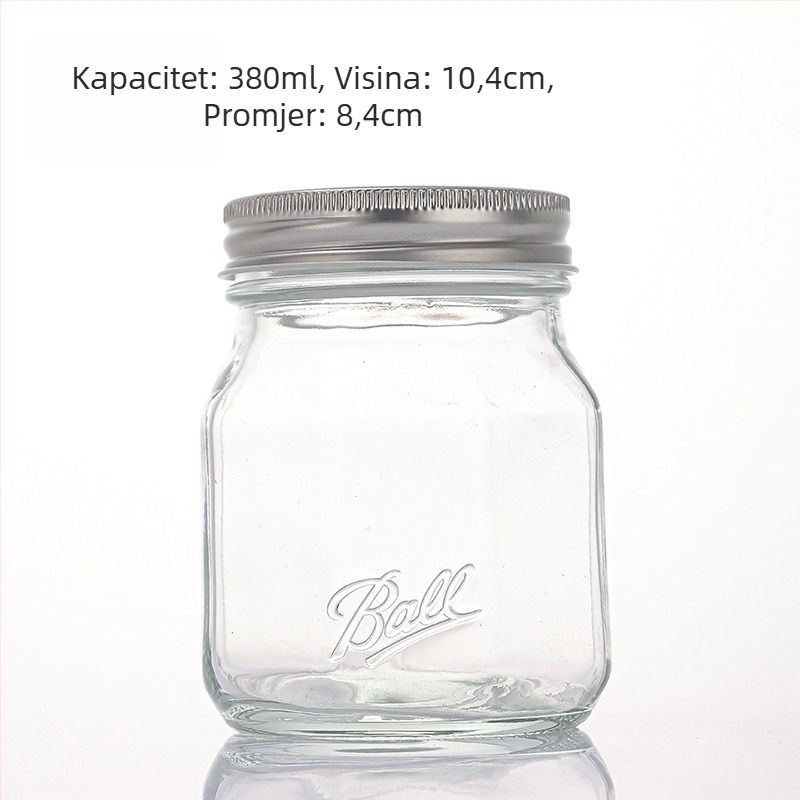 Staklena zatvorena posuda za skladištenje, osmerokutni Mason lonac za džem, konzerviranje voća i kiselina, 301–500 ml
