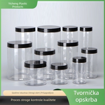PET Prozirna posuda za hranu s aluminijskim poklopom, debeli prozirni spremnik za slatkiše, grickalice i med — nepropusna brtva