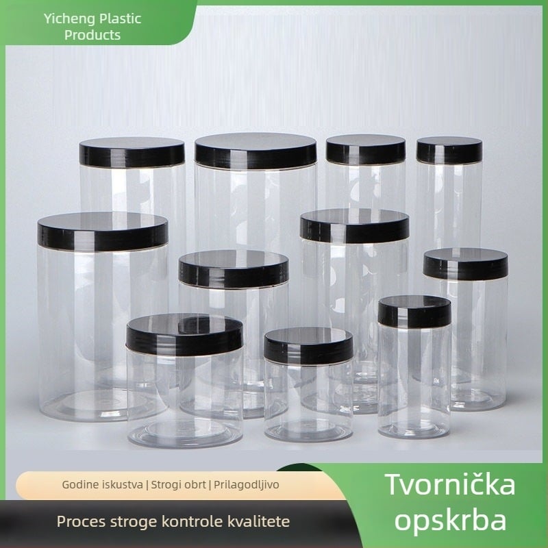 PET Prozirna posuda za hranu s aluminijskim poklopom, debeli prozirni spremnik za slatkiše, grickalice i med — nepropusna brtva