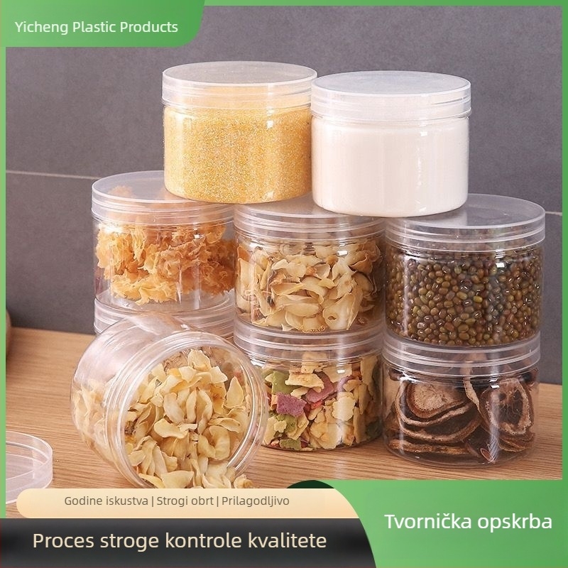 PET Prozirna posuda za hranu s aluminijskim poklopom, debeli prozirni spremnik za slatkiše, grickalice i med — nepropusna brtva