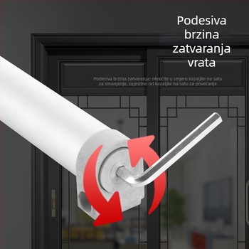 Zatvarač za klizna vrata s tlmičem od aluminijske legure, za staklena vrata, kućna uporaba