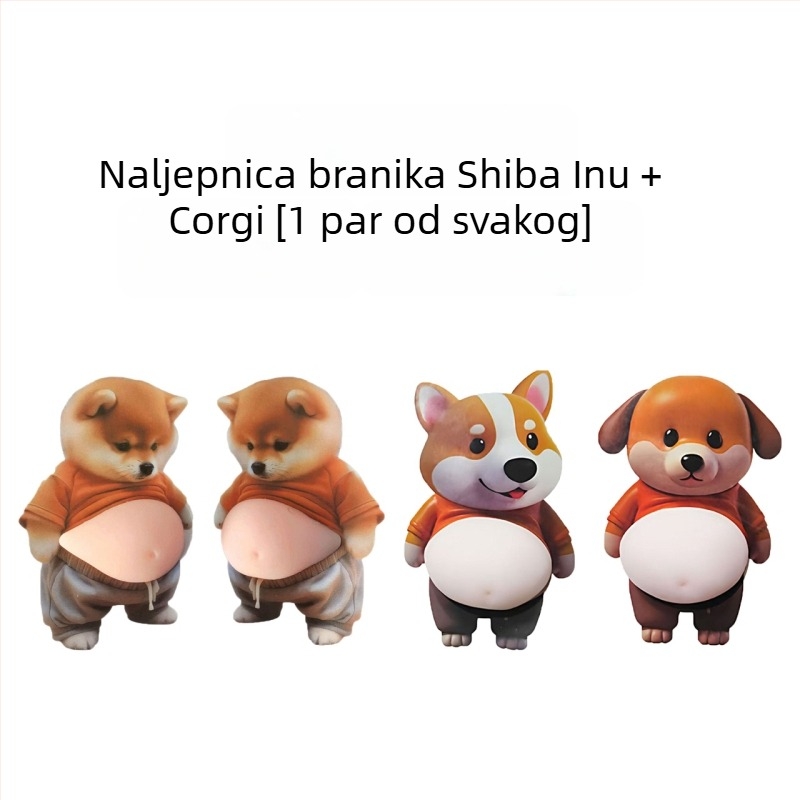 3D zaštita vrata sa Shiba Inu: anti-kolizijska naljepnica za kvaku, silikonska zaštita zida, bez mrlja, ublažavajuća podloga