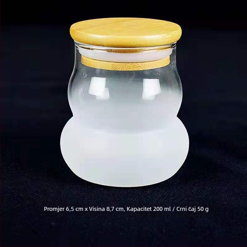 Matirano staklena posuda s poklopcem od bambusa za kućnu pohranu hrane, mini posuda za čaj i suhe namirnice, nepravilnog oblika, kapacitet 301–500 ml