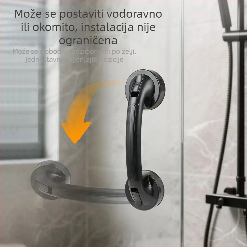 Rukohvat s usisnim držačem za unutarnja vrata – bez bušenja, za staklena vrata, ormariće i kupaonske prostore; ABS, elektroplatinirani završetak; model WJ2024022001